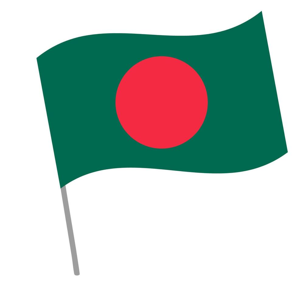 Bangladesh national flag flutters with flagpole vector