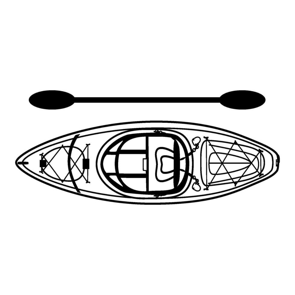 Kayak boat single sit-in in doodle technique vector