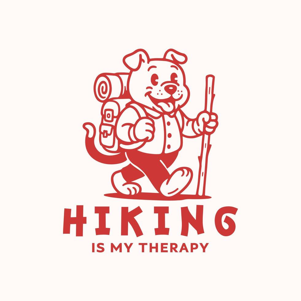 Hiking is my therapy. Dog hiking and adventure t shirt design vector