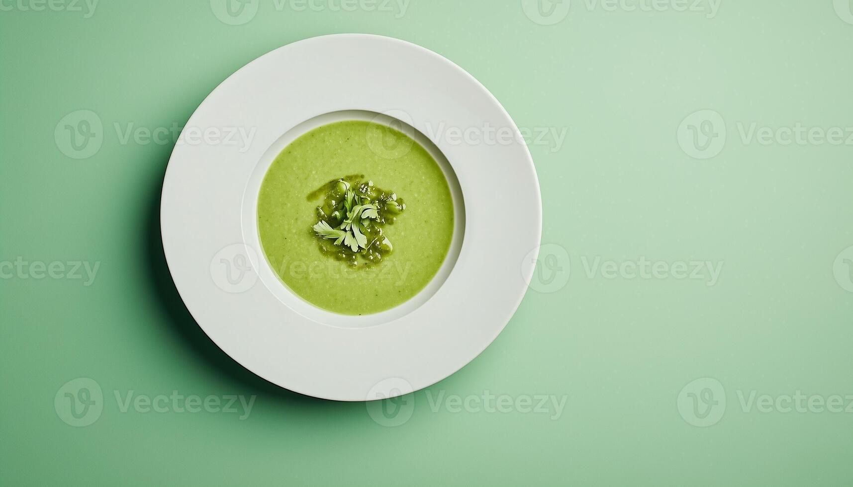 Bean soup green meal on white plate for simple food healthy lifestyle photo