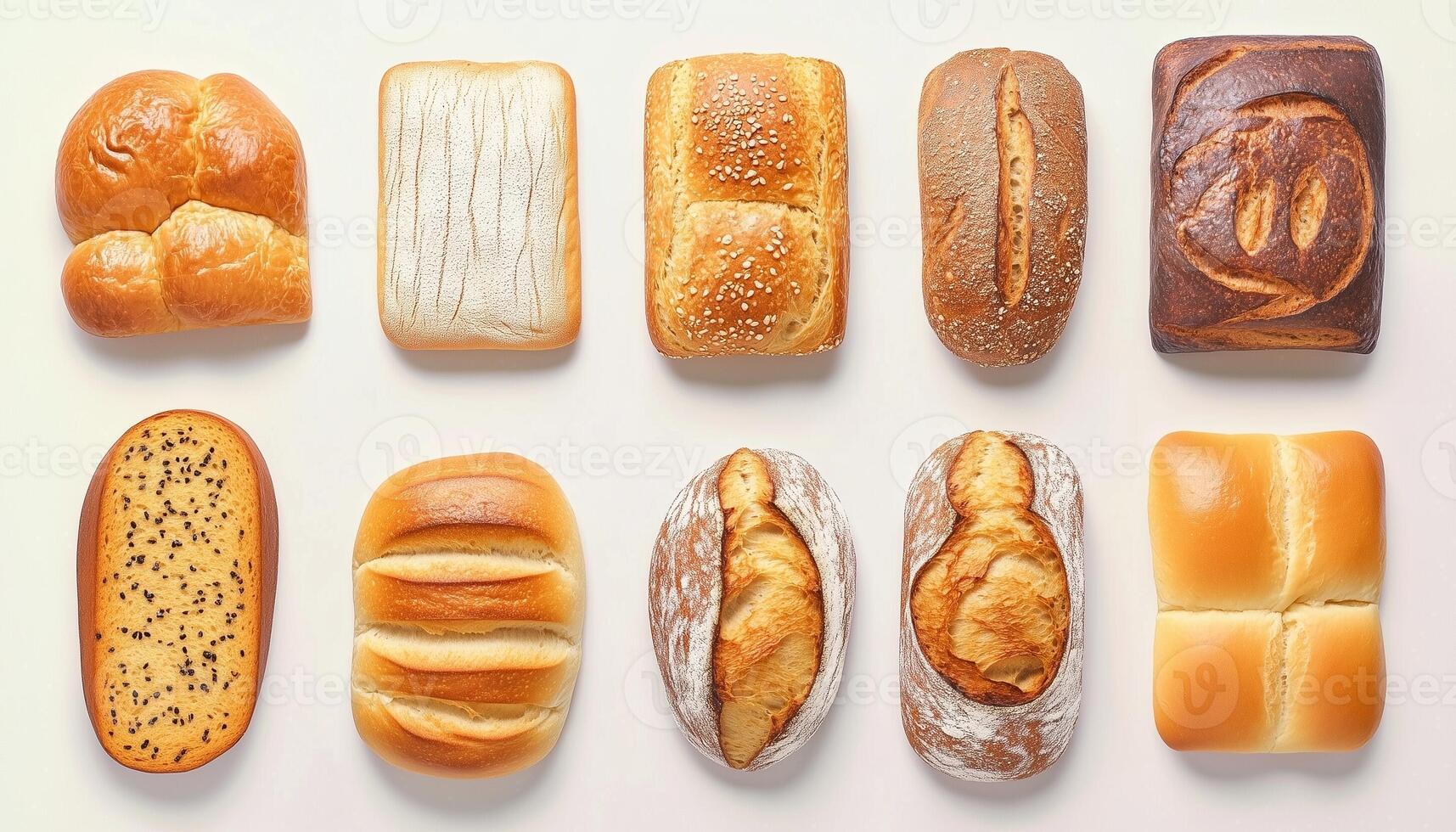 Sourdough bread bun baked for breakfast multi shape pastry photo