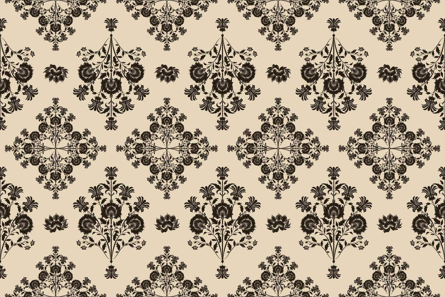 Motifs African boho paisley Floral Ikat pattern embroidery border. vector