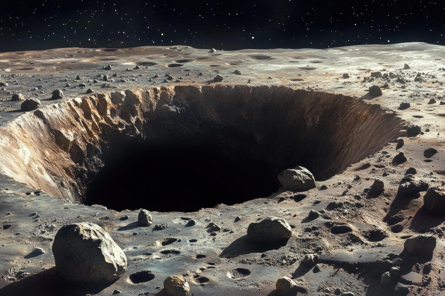 The Moons Hidden Depths A Gigantic Crater with a Dark Core photo