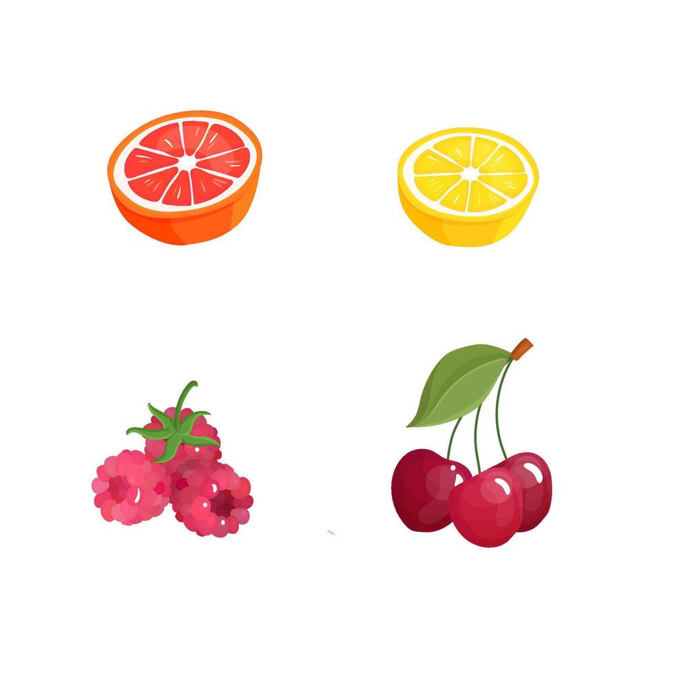 set of fruit art vector