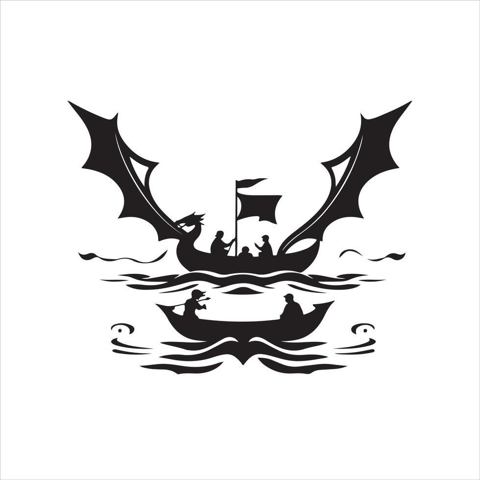 A dragon boat with a man and woman on it vector