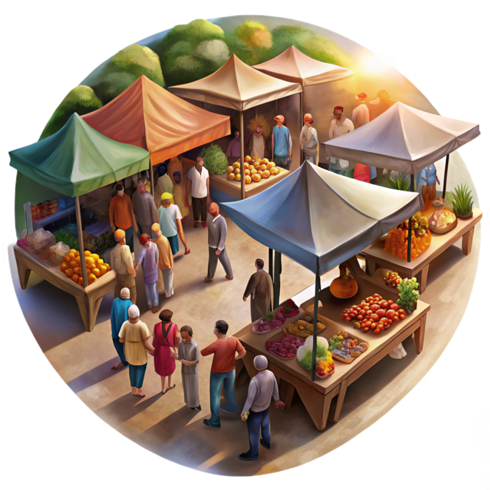 stunning creative A Bustling Open Air Market Filled with 4K png