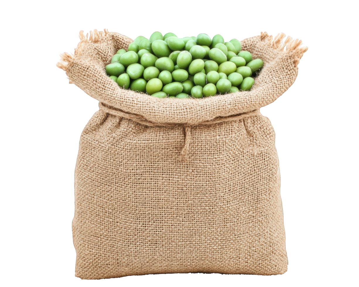 Green peas in a sack on a black background png