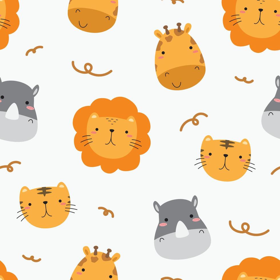 Cute Safari Animals Seamless Pattern for Kids vector