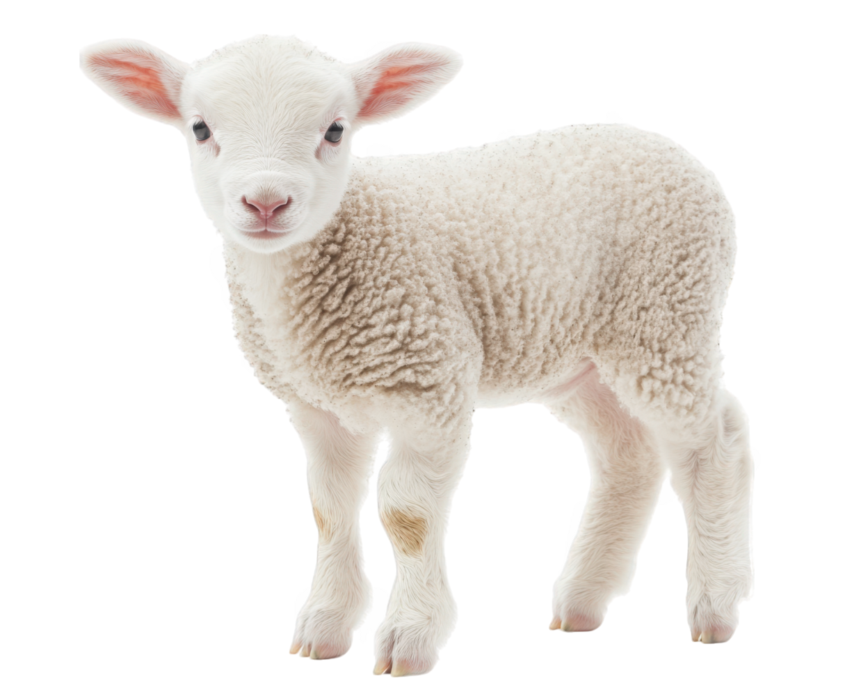 A baby lamb is standing in front of a black background png