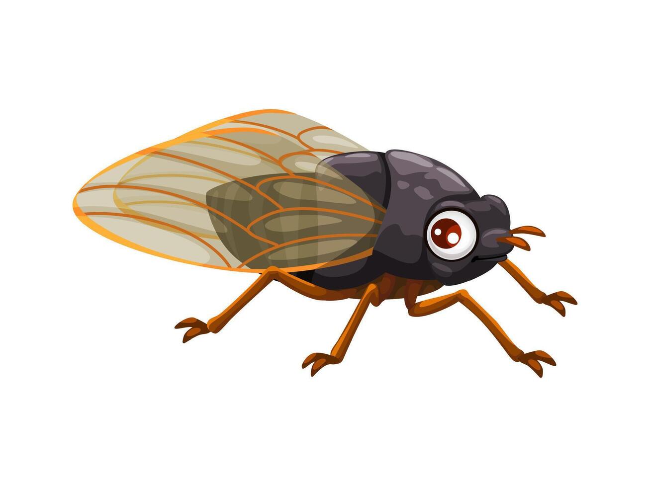 Cartoon cicada insect character with funny face vector