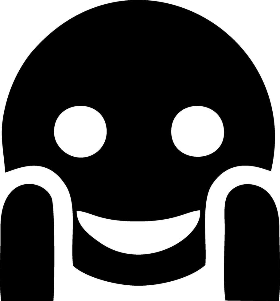 Happy Emoji with Hands Raised, Black and White vector
