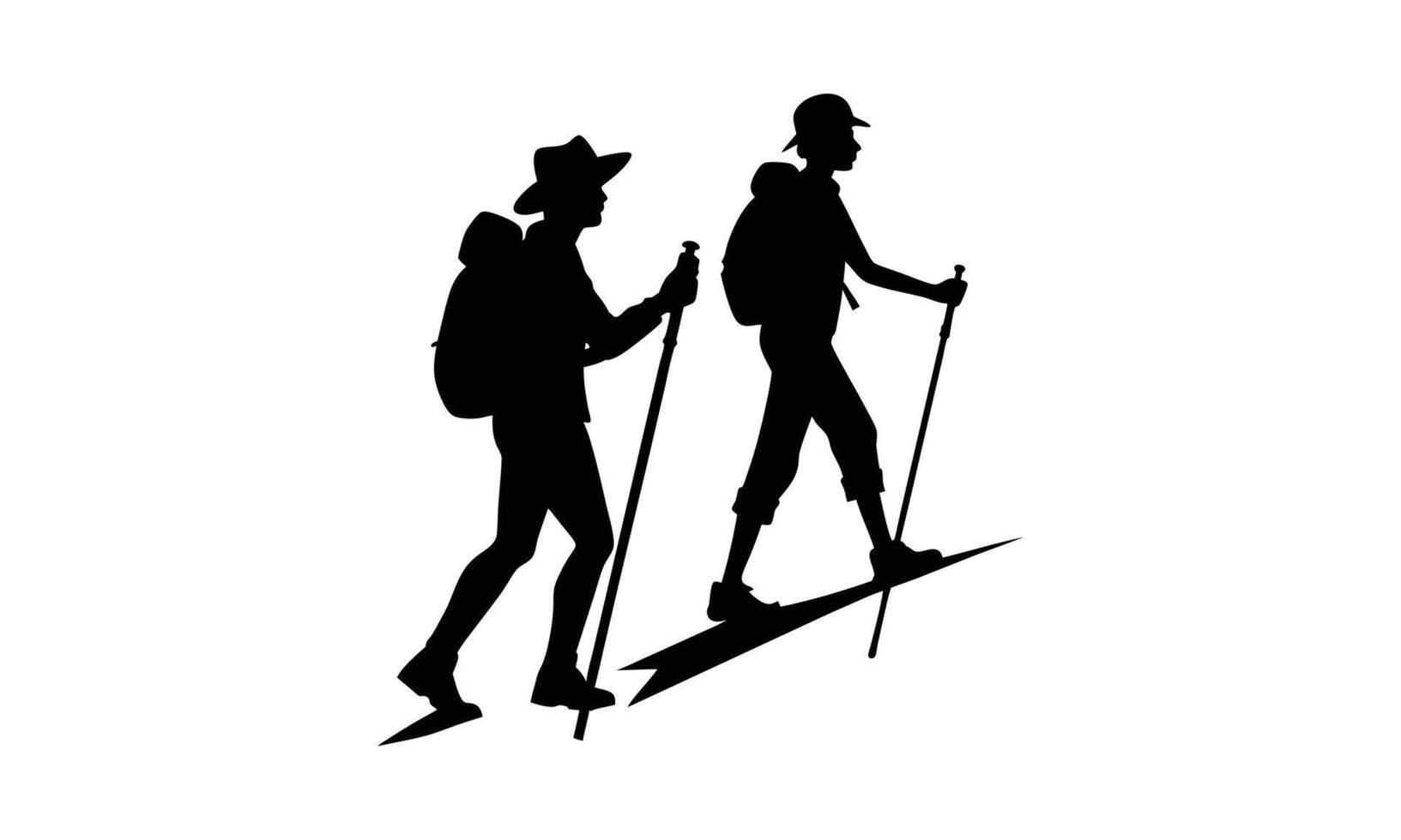 Hiking Upward Two Silhouettes vector