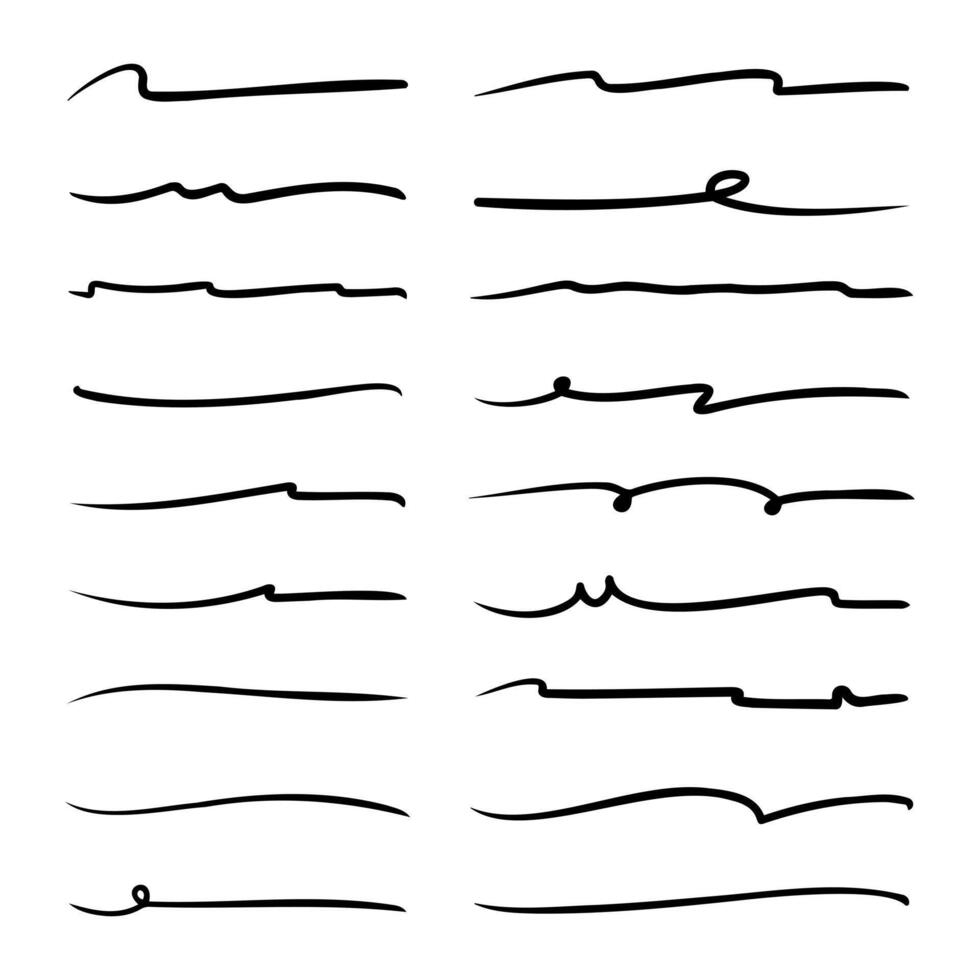 Collection of Hand-Drawn Underlines and Decorative Lines vector