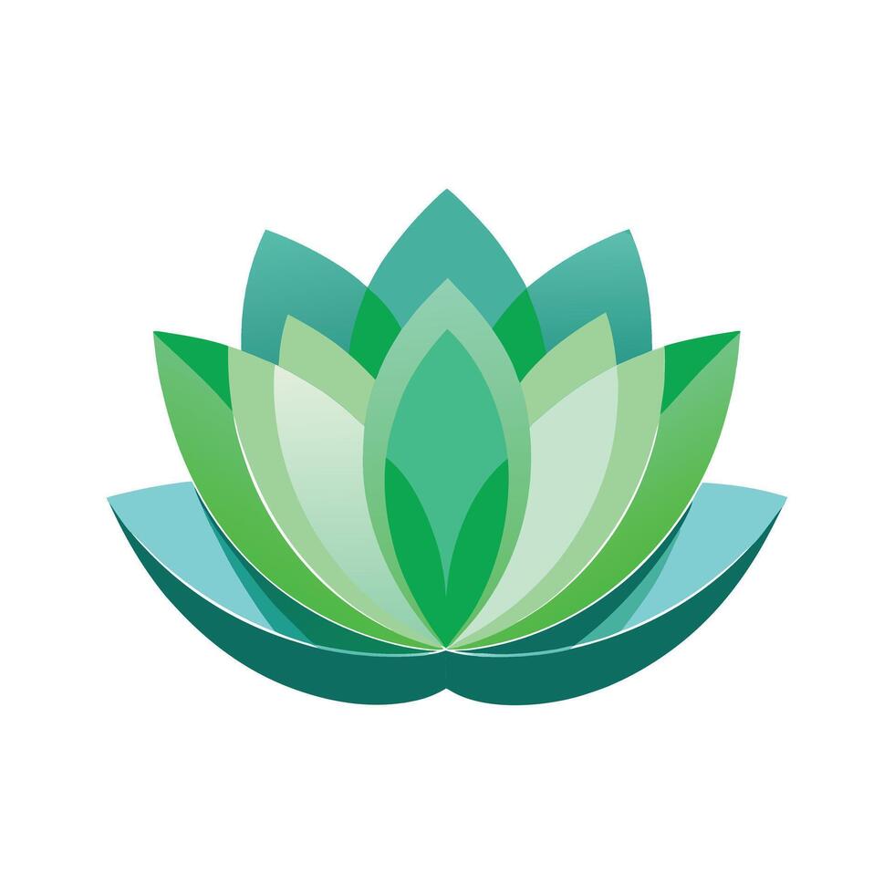 Stylized Lotus Flower in Shades of Green and Teal vector
