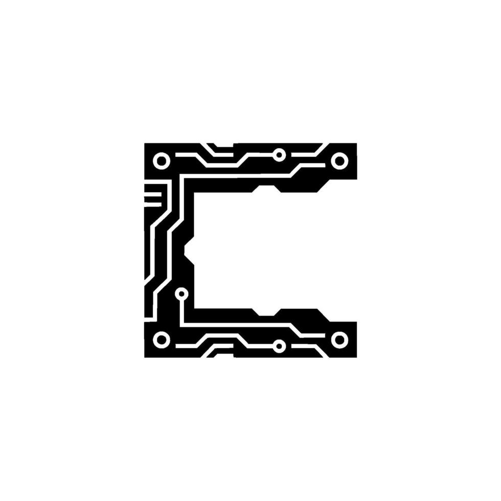 Minimalist Circuit Board in Black White vector