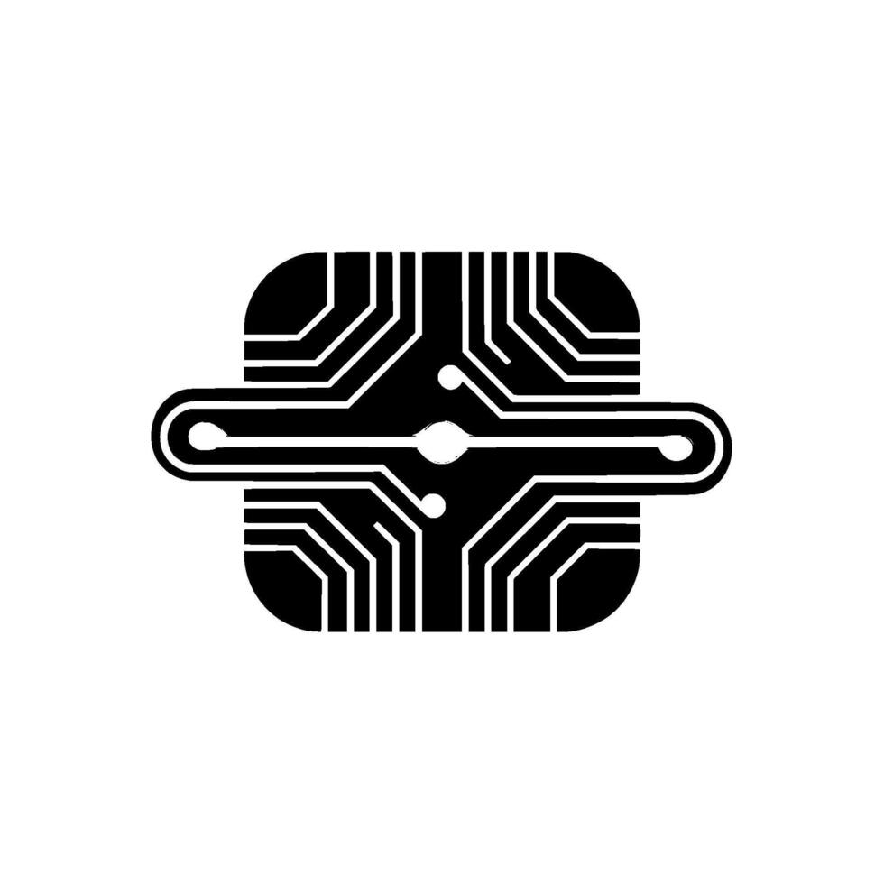 Minimalist Tech Circuit Board Symbol With Glowing Elements vector