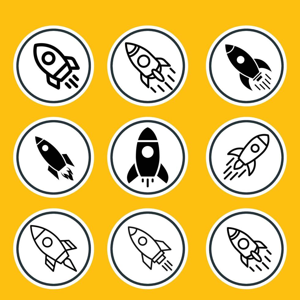 Collection of Rocket Ship Icons vector