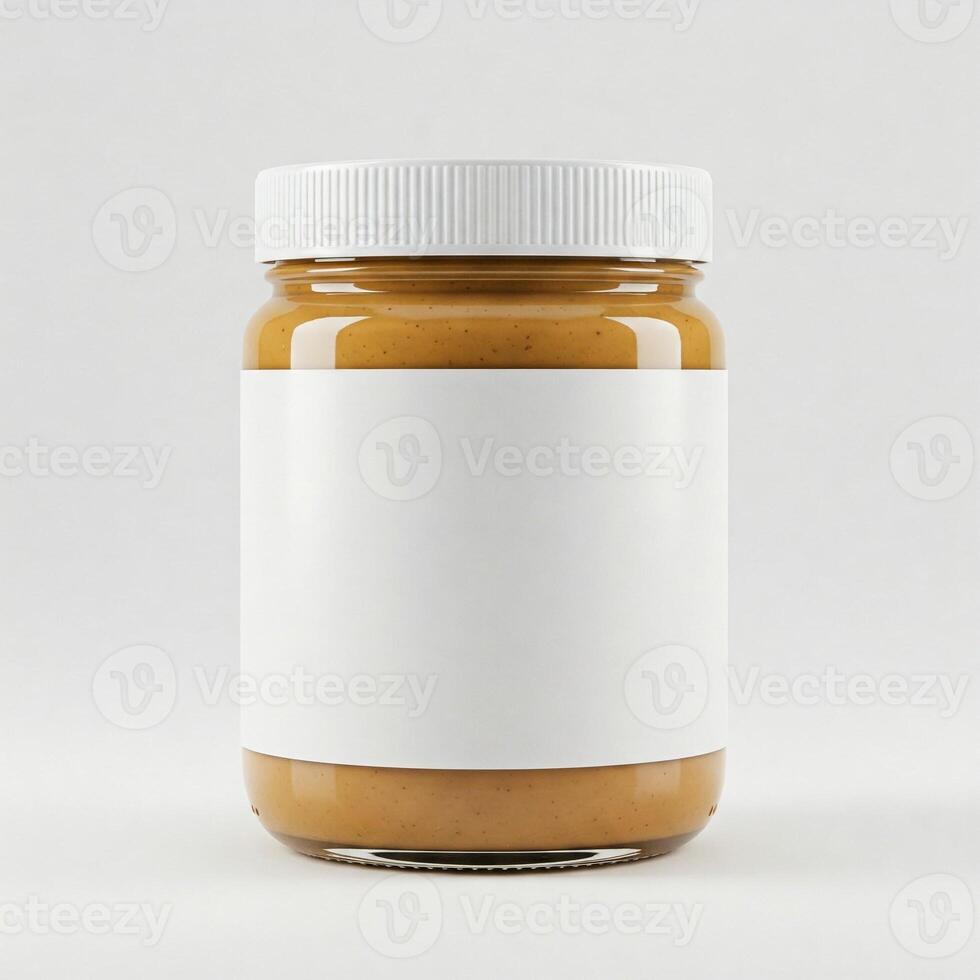 A peanut butter jar with a plain white jar isolated photo