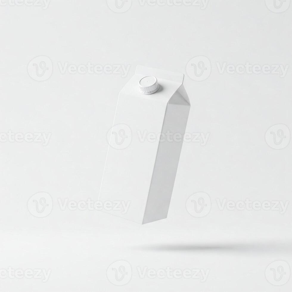 A mock plain white Juice or Milk carton isolated on white photo