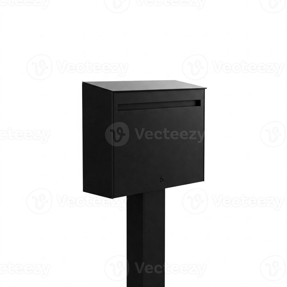 A simple black mail box isolated on white, closeup photo