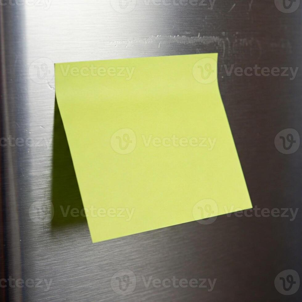 A mock sticky note on a fridge photo