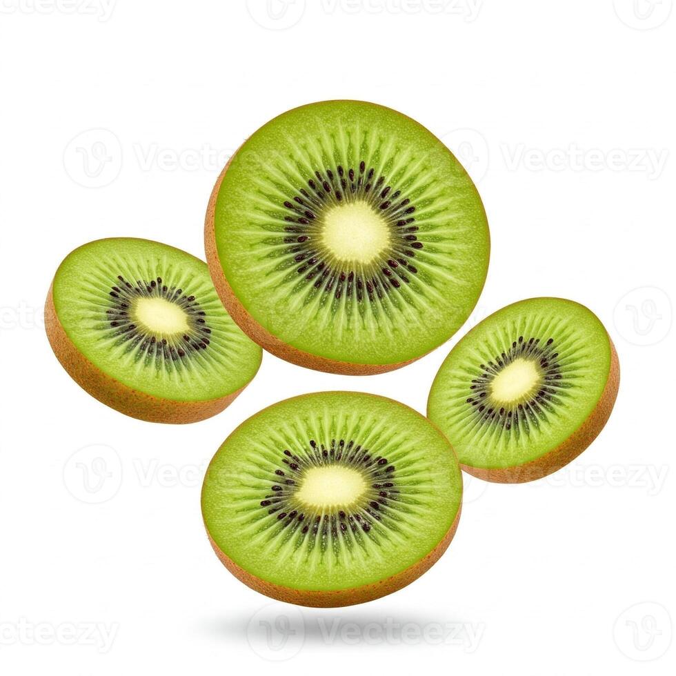 Sliced kiwis isolated on white photo