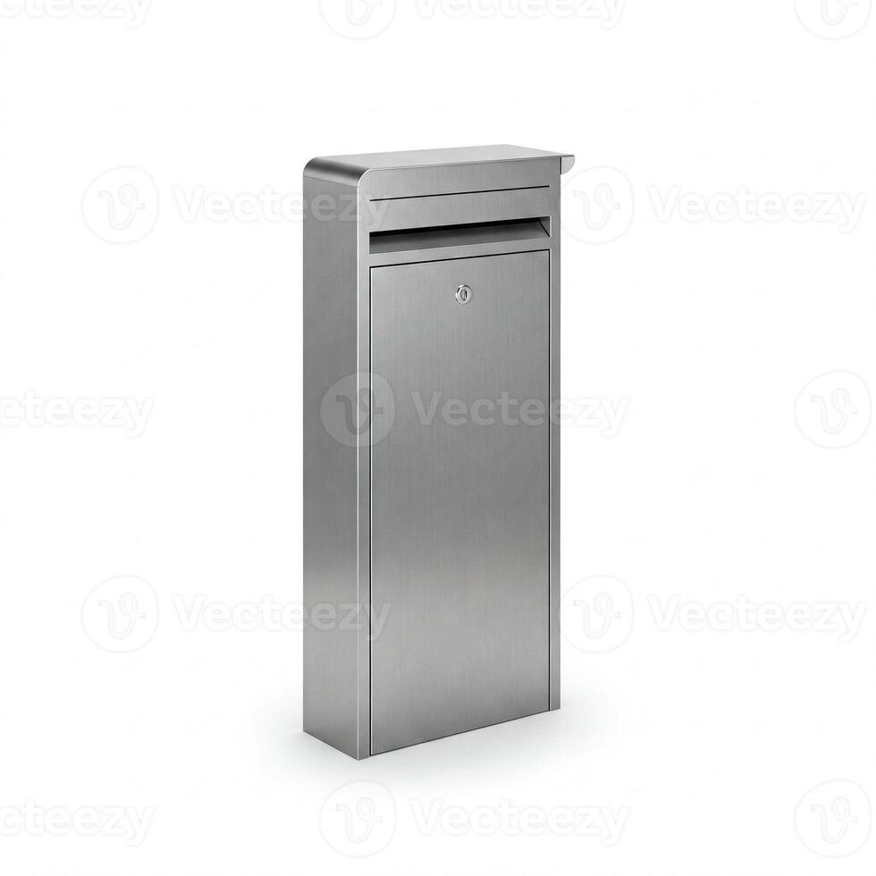 A silver post box isolated on white photo