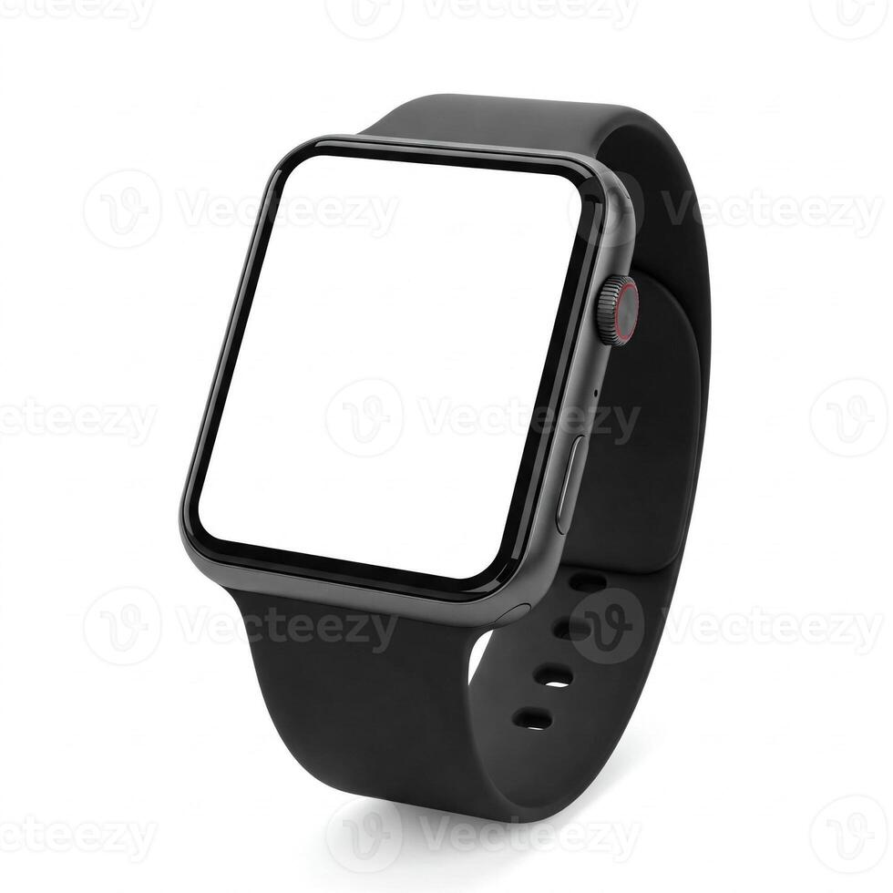 A smart watch with a plain white screen isolated on white photo