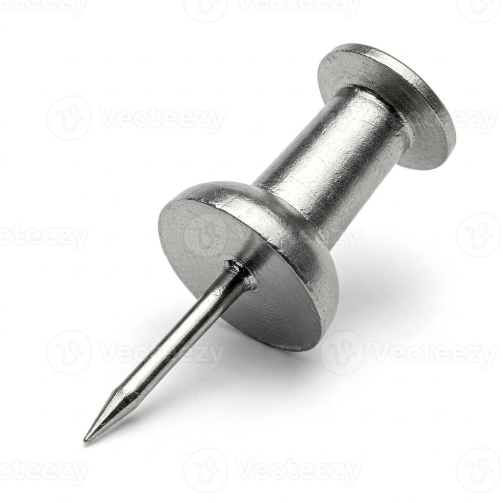 Closeup of a thumb tack isolated on white photo