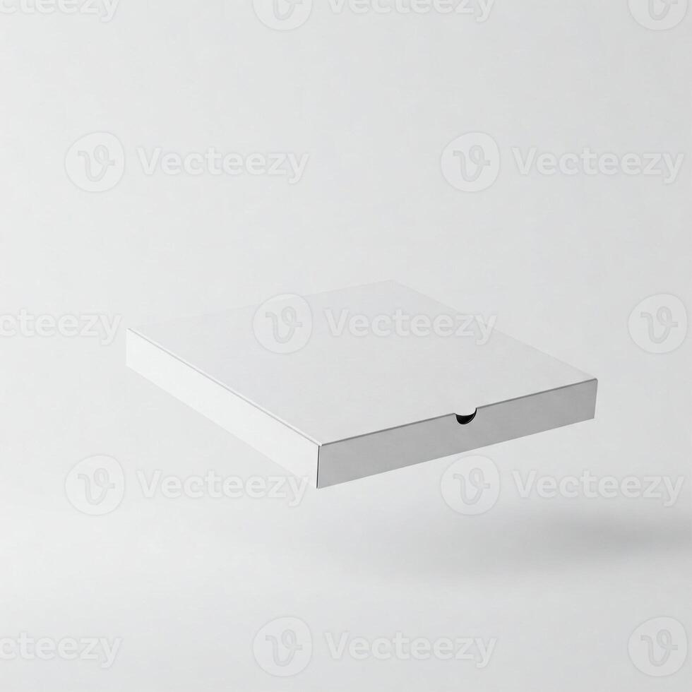 A plain white mock pizza box isolated on white photo