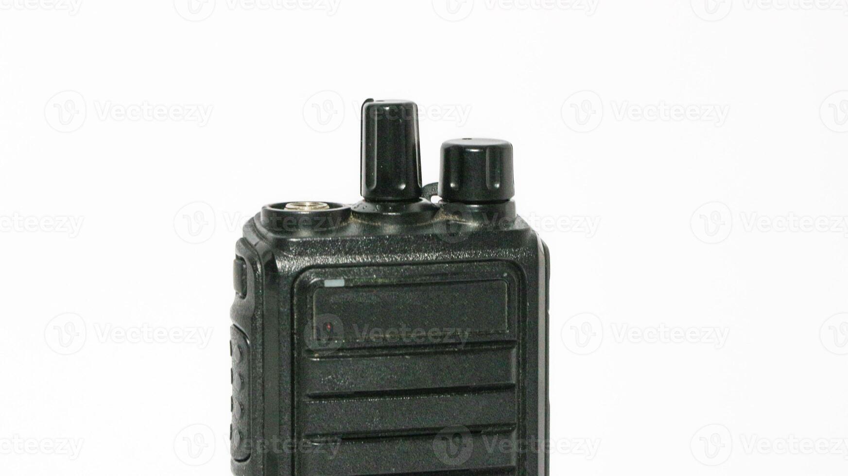 Black portable radio ht or walkie talkie in a white background photo