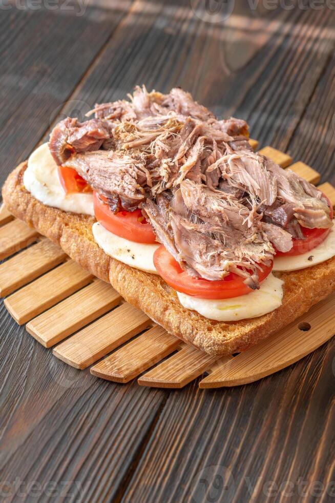 Sandwich with pulled pork photo