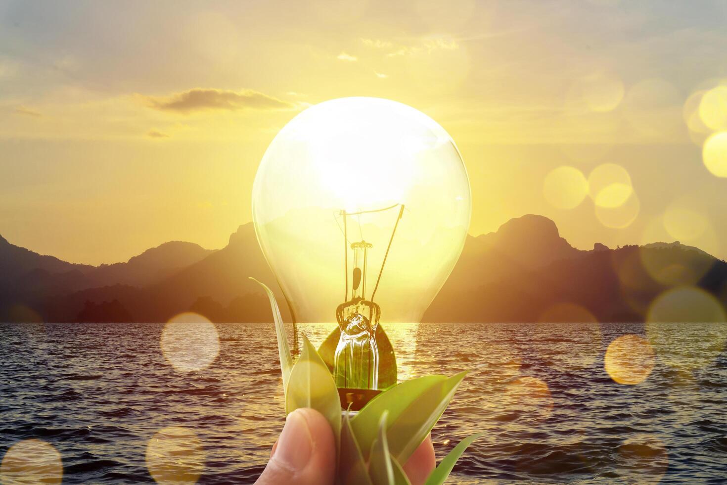 Mountains and the sea, the sun is the source of energy. photo