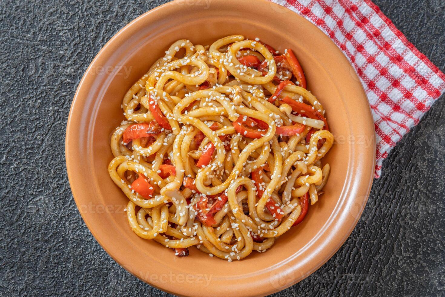 Udon noodles bowl photo