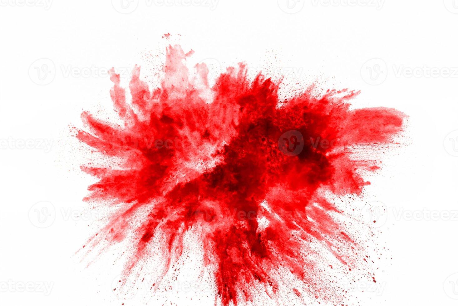 High-Speed Capture of Red Powder Explosion on White Background photo