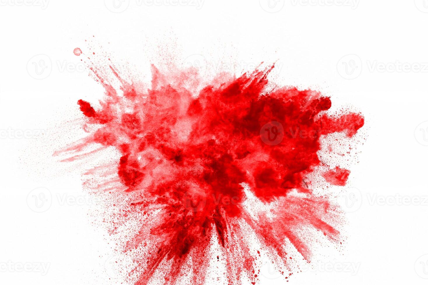 High-Speed Capture of Red Powder Explosion on White Background, Abstract Red Dust Cloud Design photo