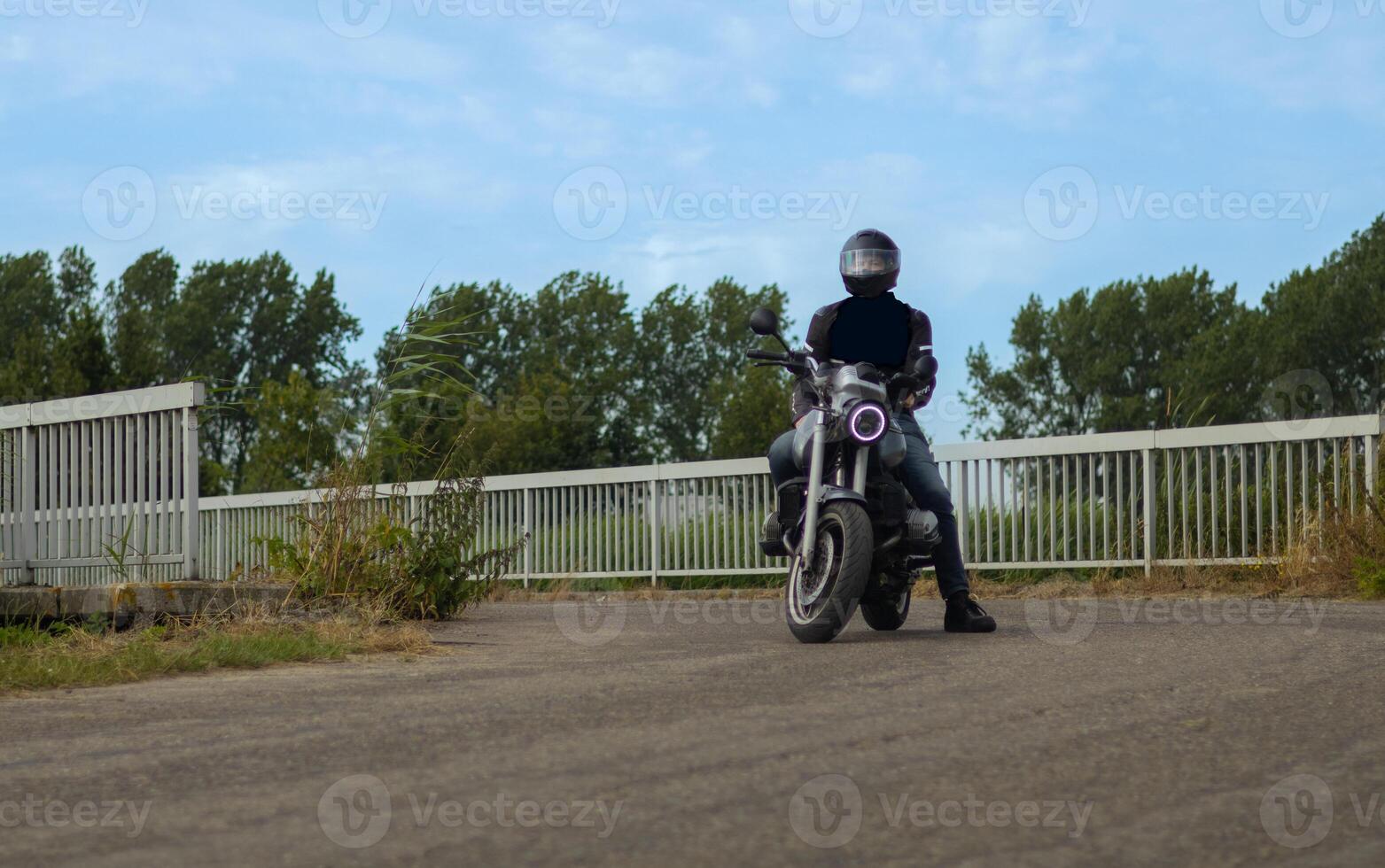 motorbike parked on the street photo