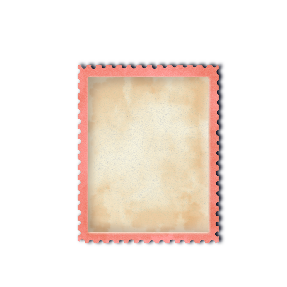 Watercolor Post Stamp Frame with Vintage and Old Paper Texture png