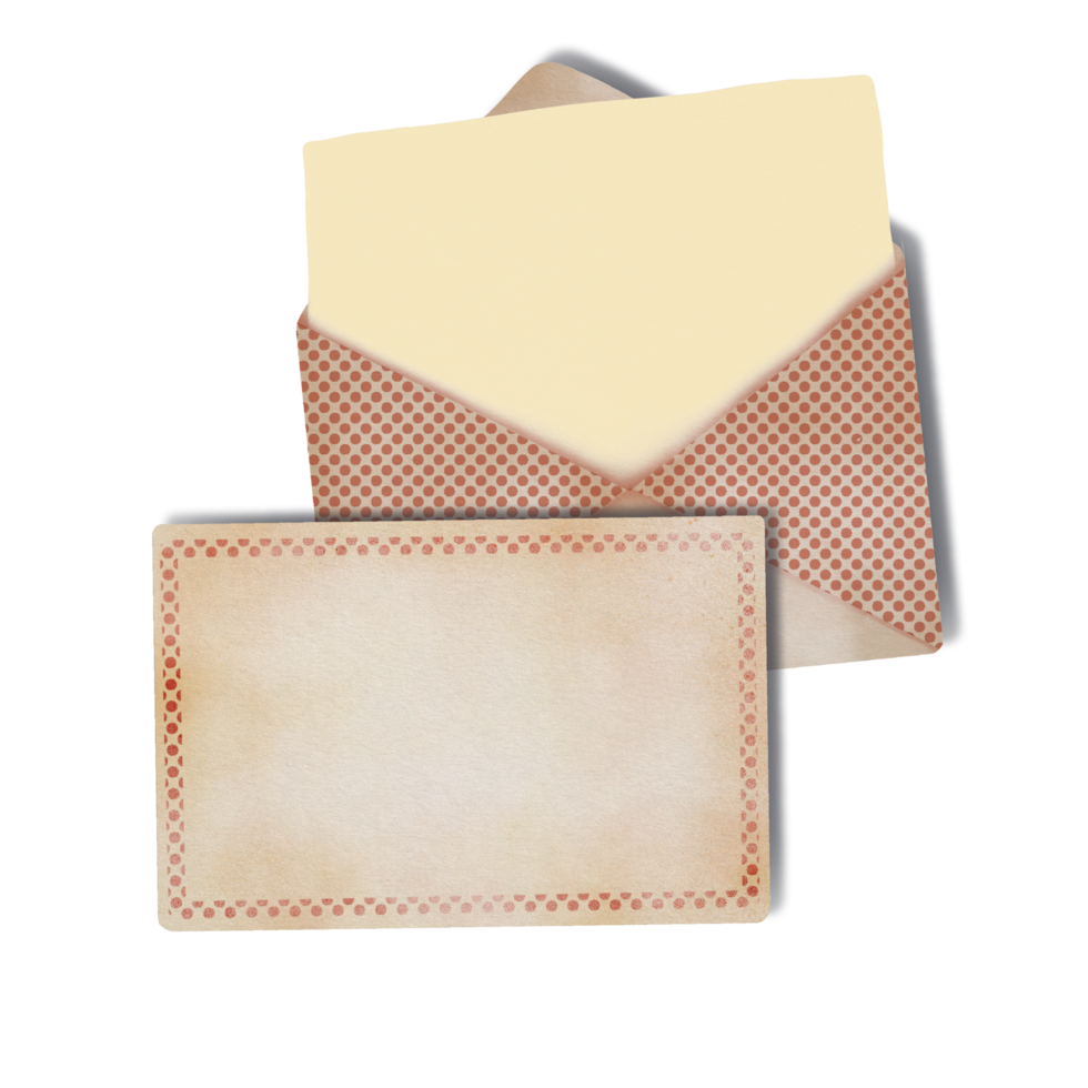 Vintage Watercolor Envelope and Card Set with Paper Texture png