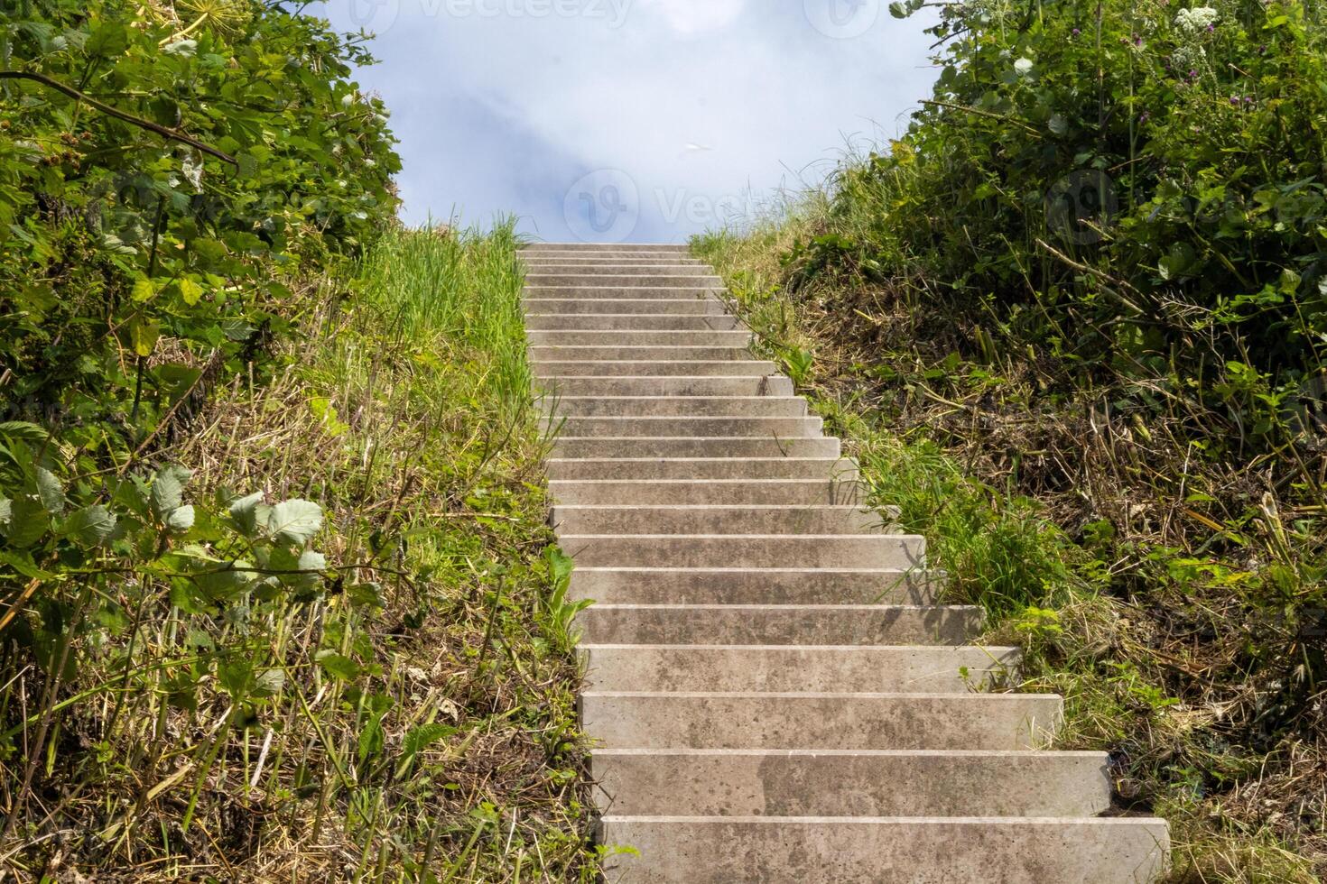 stairway with a blue sky photo