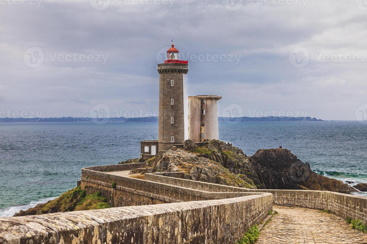 panoramic view of the famous le petit minou lighthouse located in a scenic area of brittany photo