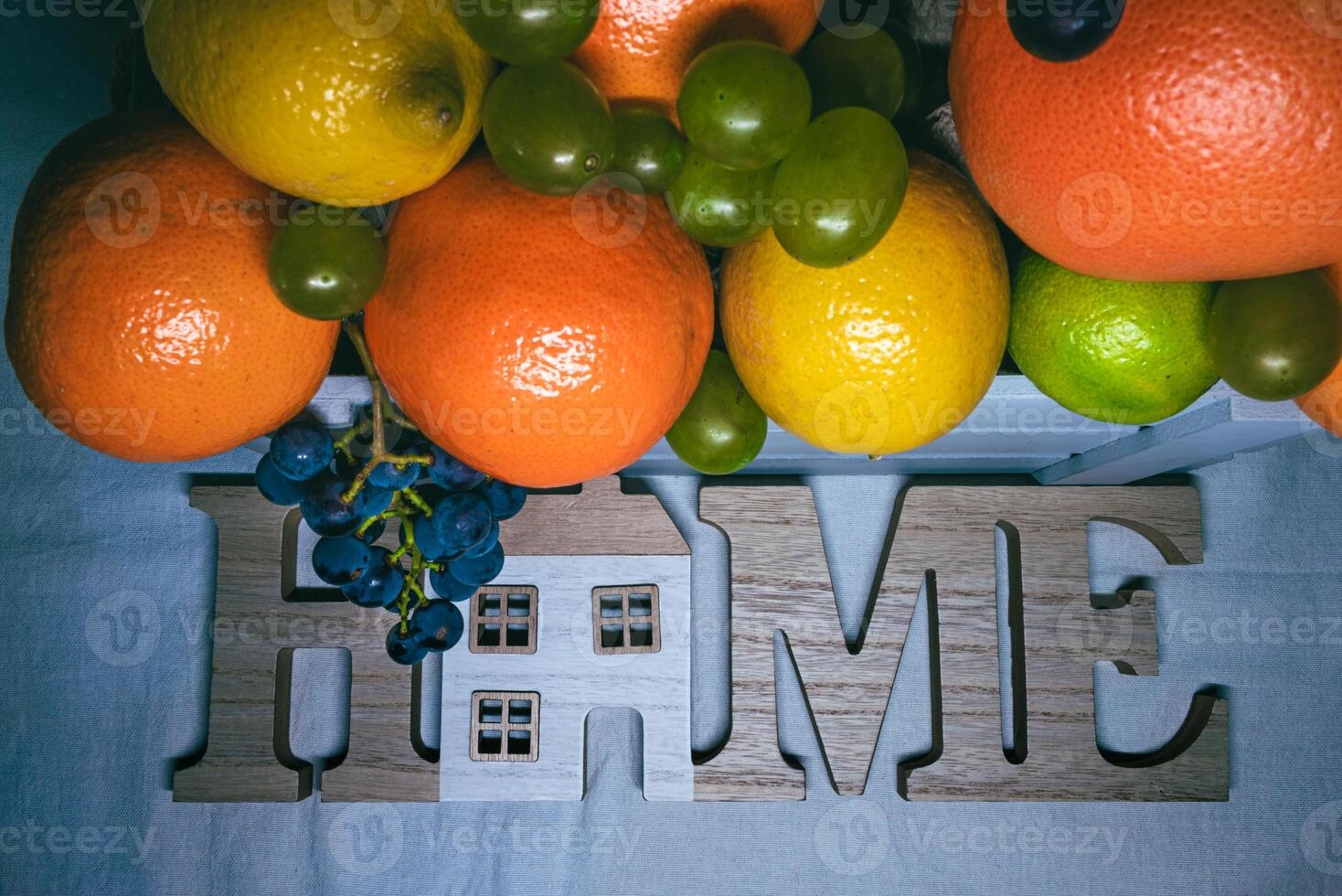 Fresh Fruits and Home Sign photo