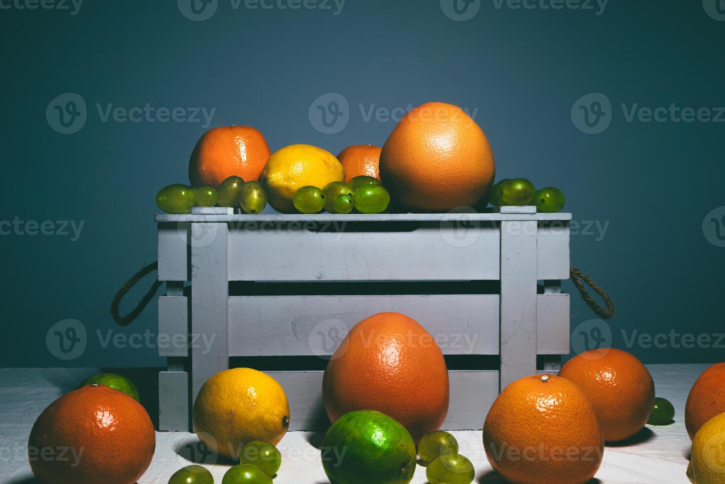 Citrus Fruit Variety in Wooden Crate photo