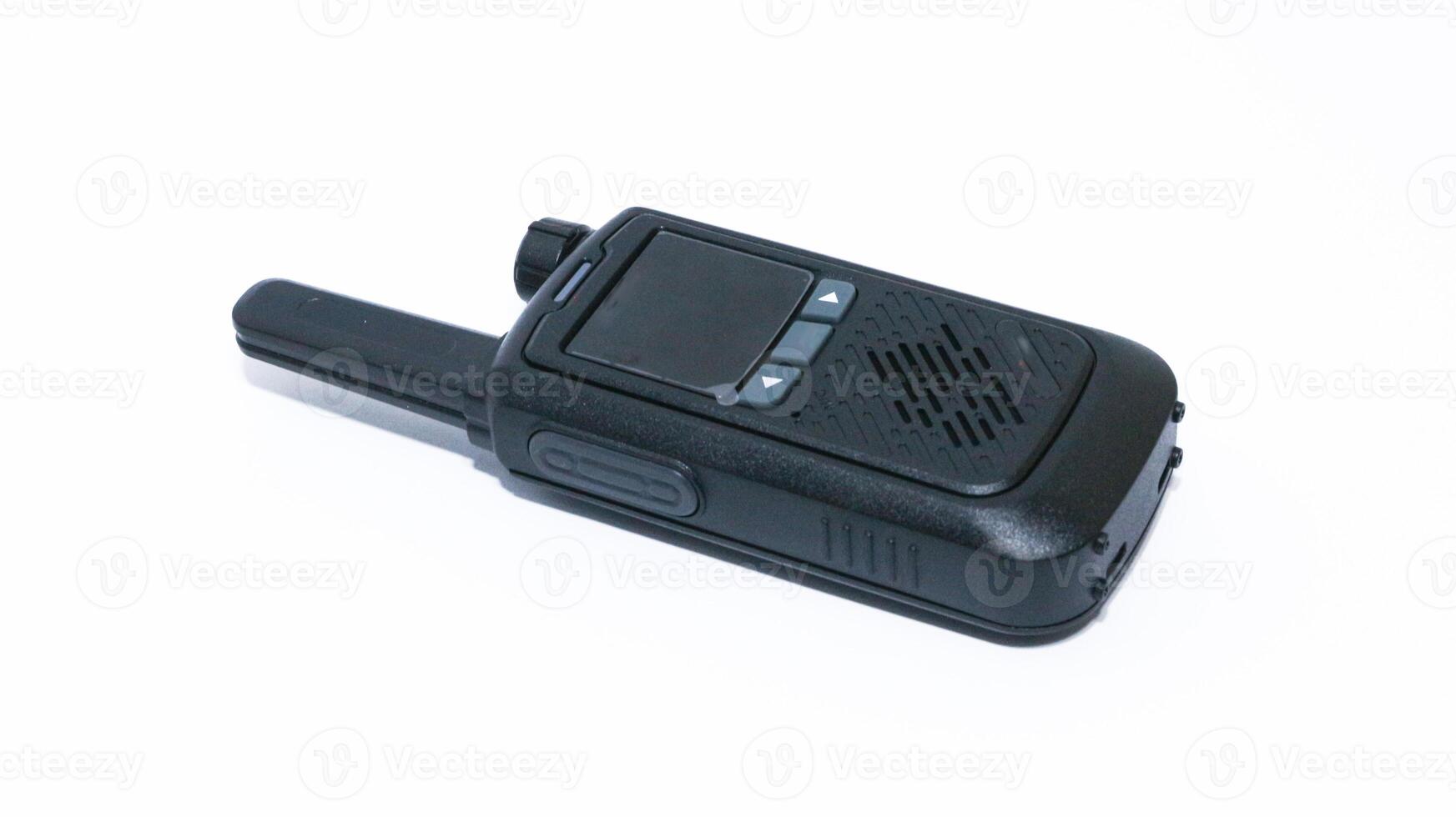 Black portable radio ht or walkie talkie in a white background photo