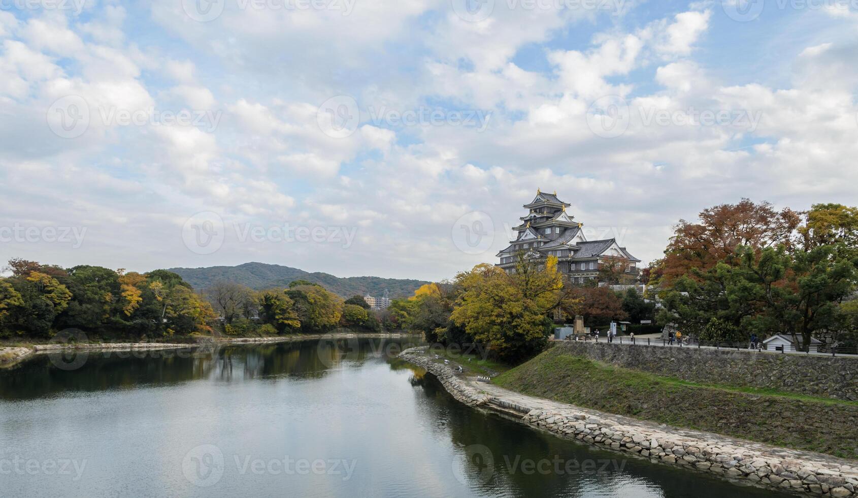 Okayama castle in autumn season, Okayama, Japan photo