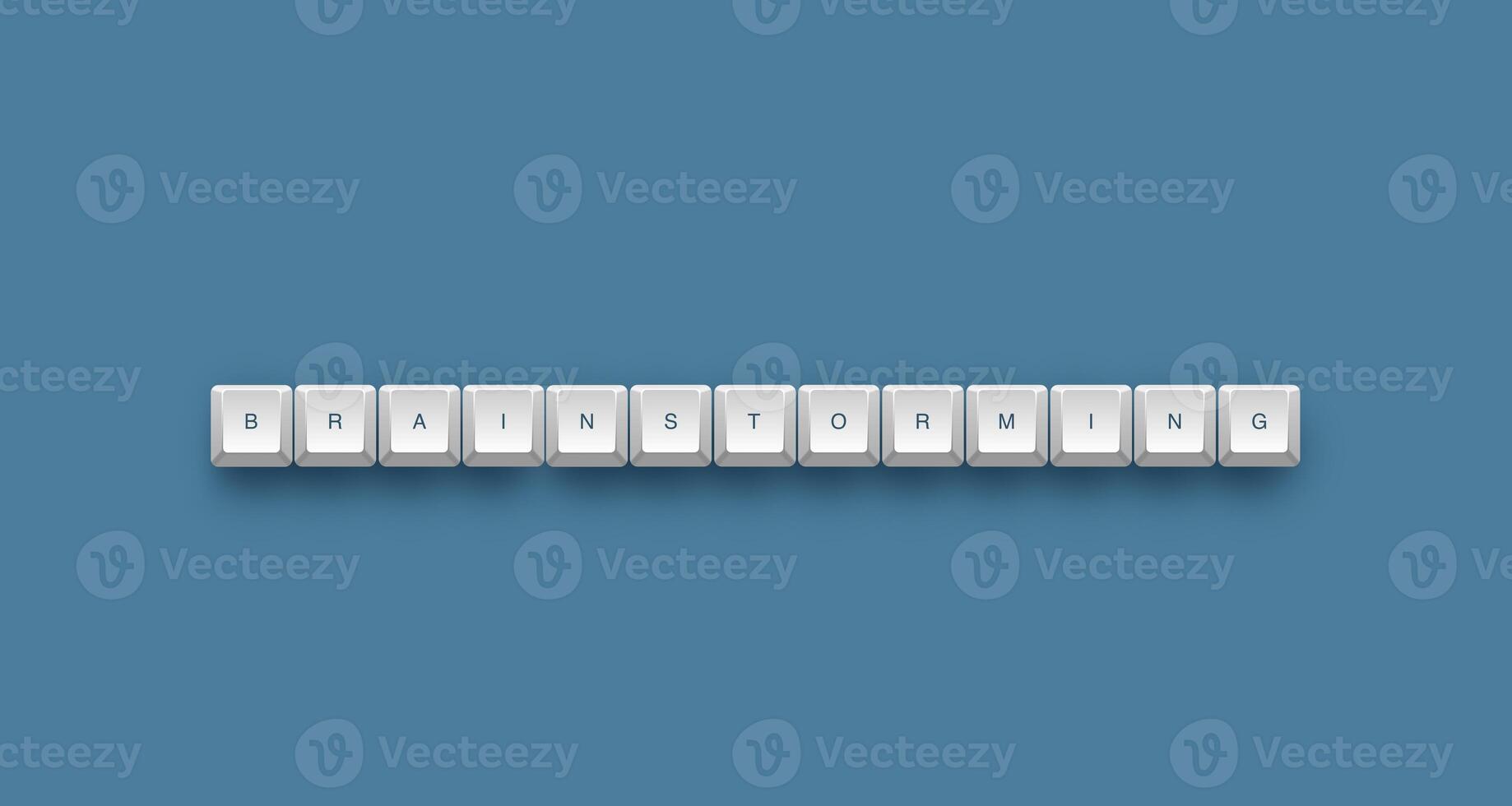 Brainstorming text on a 3d keyboard button with shadow concept series photo