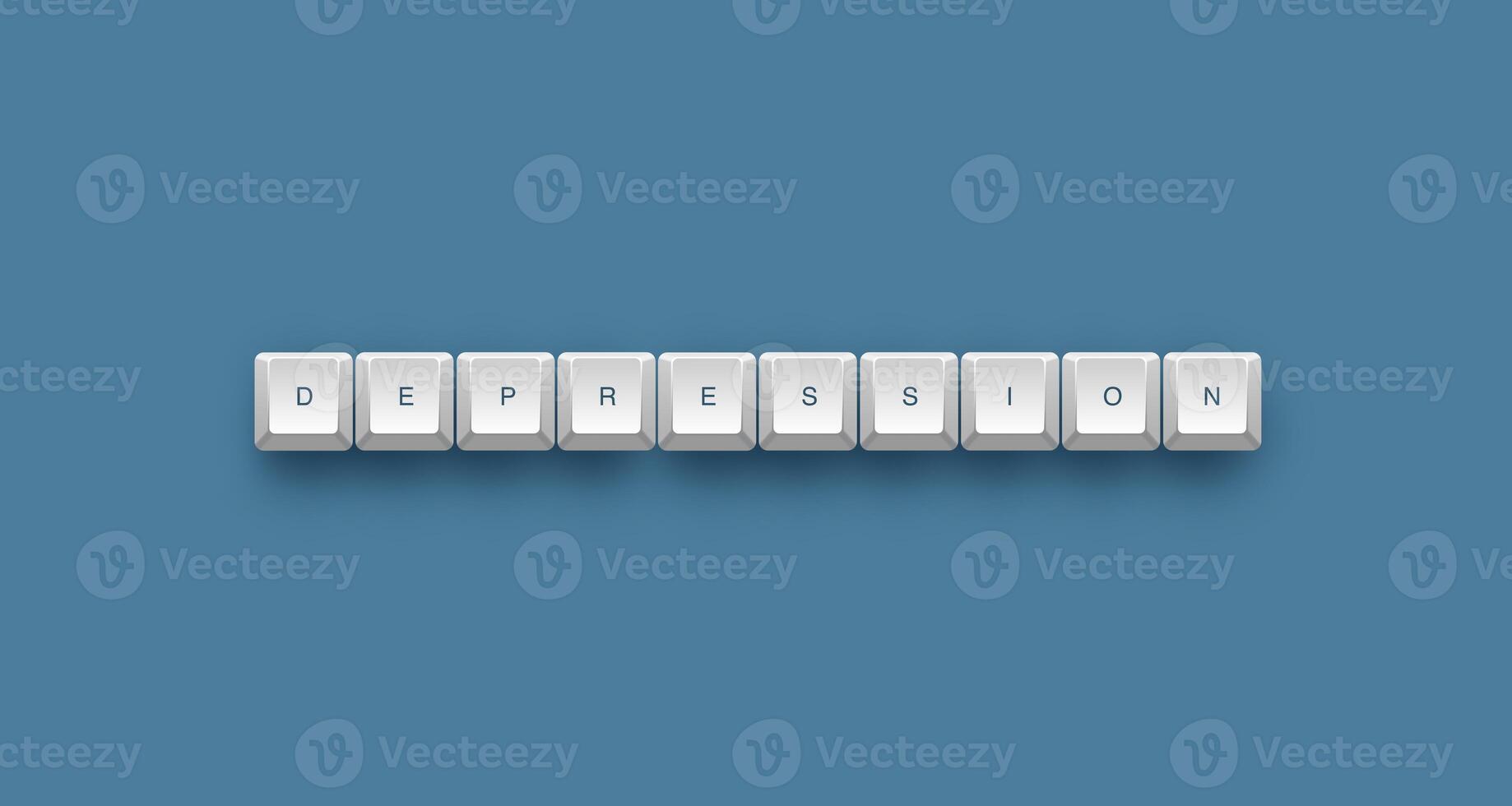 depression text on a 3d keyboard button with shadow concept series photo