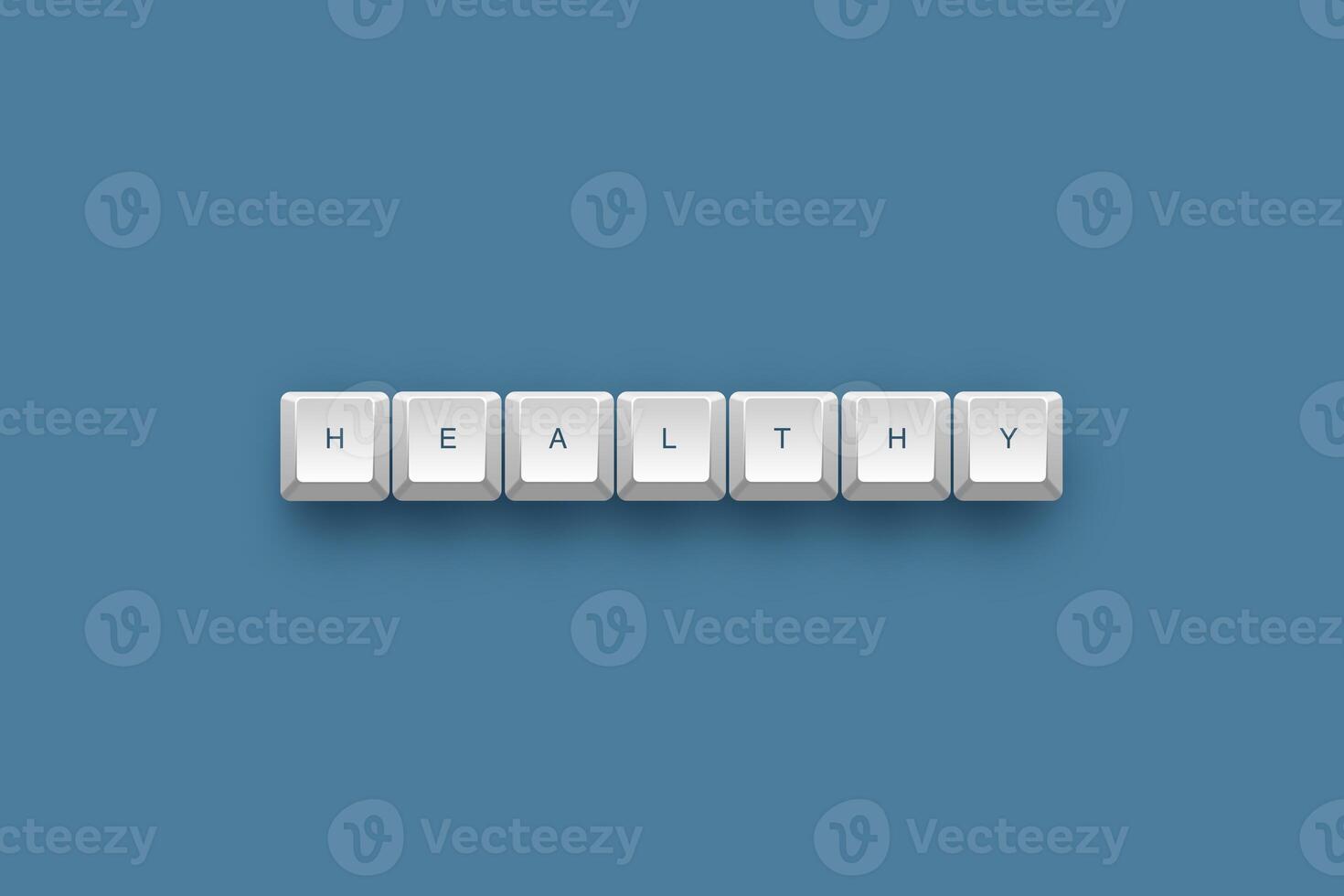 Healthy text on a 3d keyboard button with shadow concept series photo