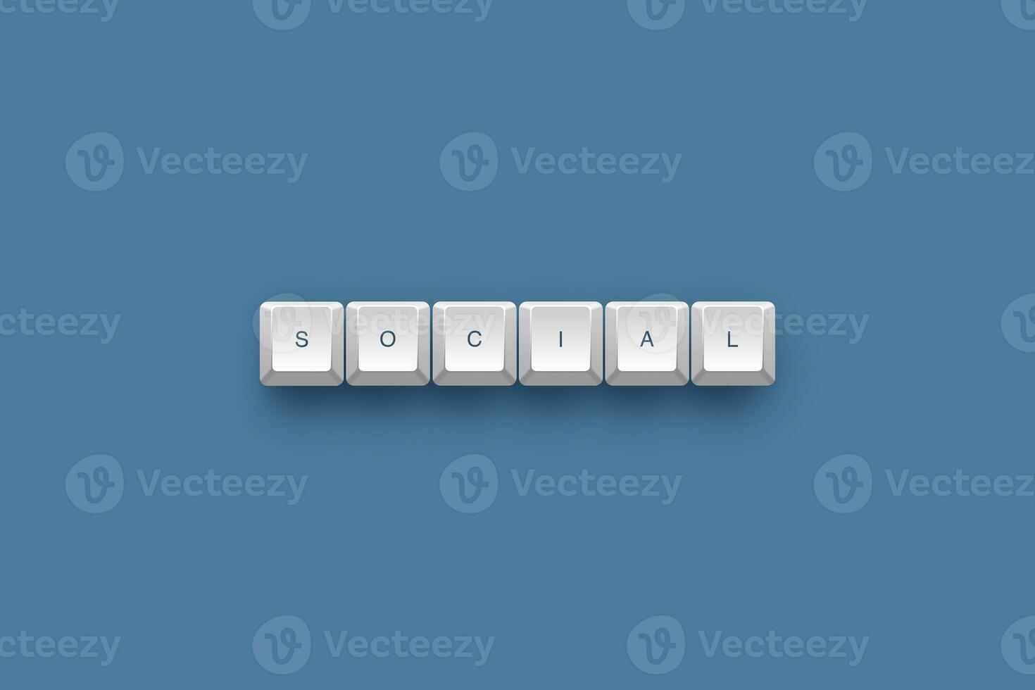 Social text on a 3d keyboard button with shadow concept series photo