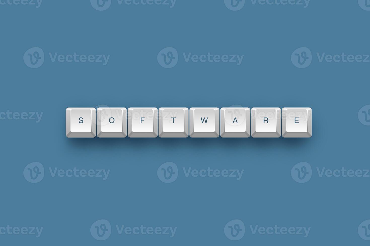 Software text on a 3d keyboard button with shadow concept series photo